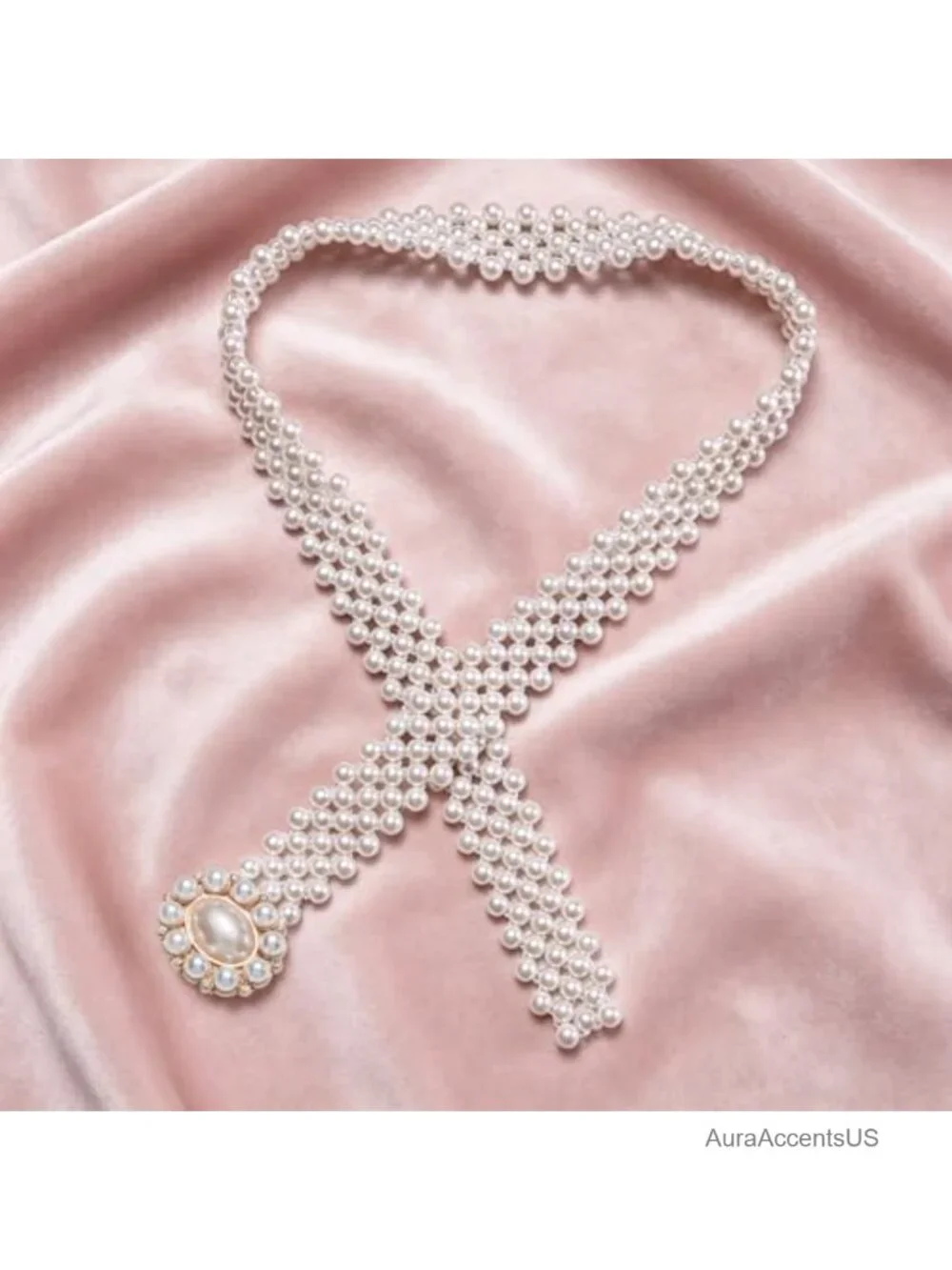 Elastic Pearl Waist Chain Belt for Women Bridal Wedding Body Jewelry Accessory